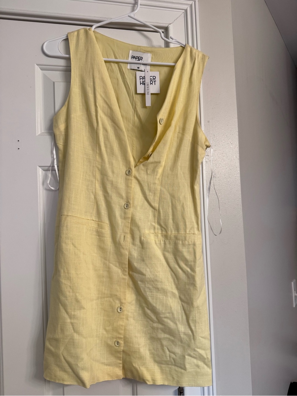 Paper Heart Sunny Yellow Button-Front Mini Dress